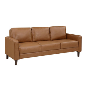 English Elm Modern 2-Piece Living Room Furniture Set - Stylish Sofa & Loveseat In Brown Faux Leather Comfort B011S01977