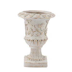 English Elm 14x14x20.3" Classical Magnesium Urn Planter Ornate Carved Relief Antique White Finish W2078P494882