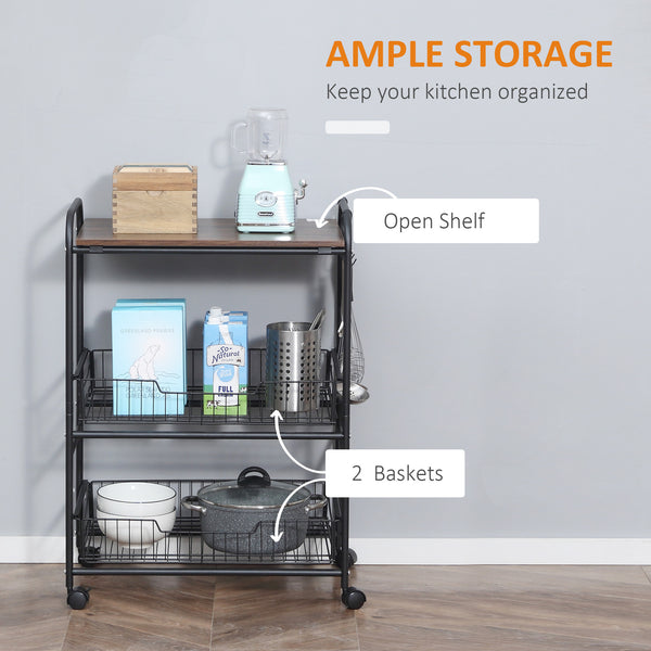 English Elm HOMCOM Rustic Chevron 3-Door Sideboard Buffet with Push-Open Doors, Adjustable Shelves & Metal Legs Walnut W2225P217409
