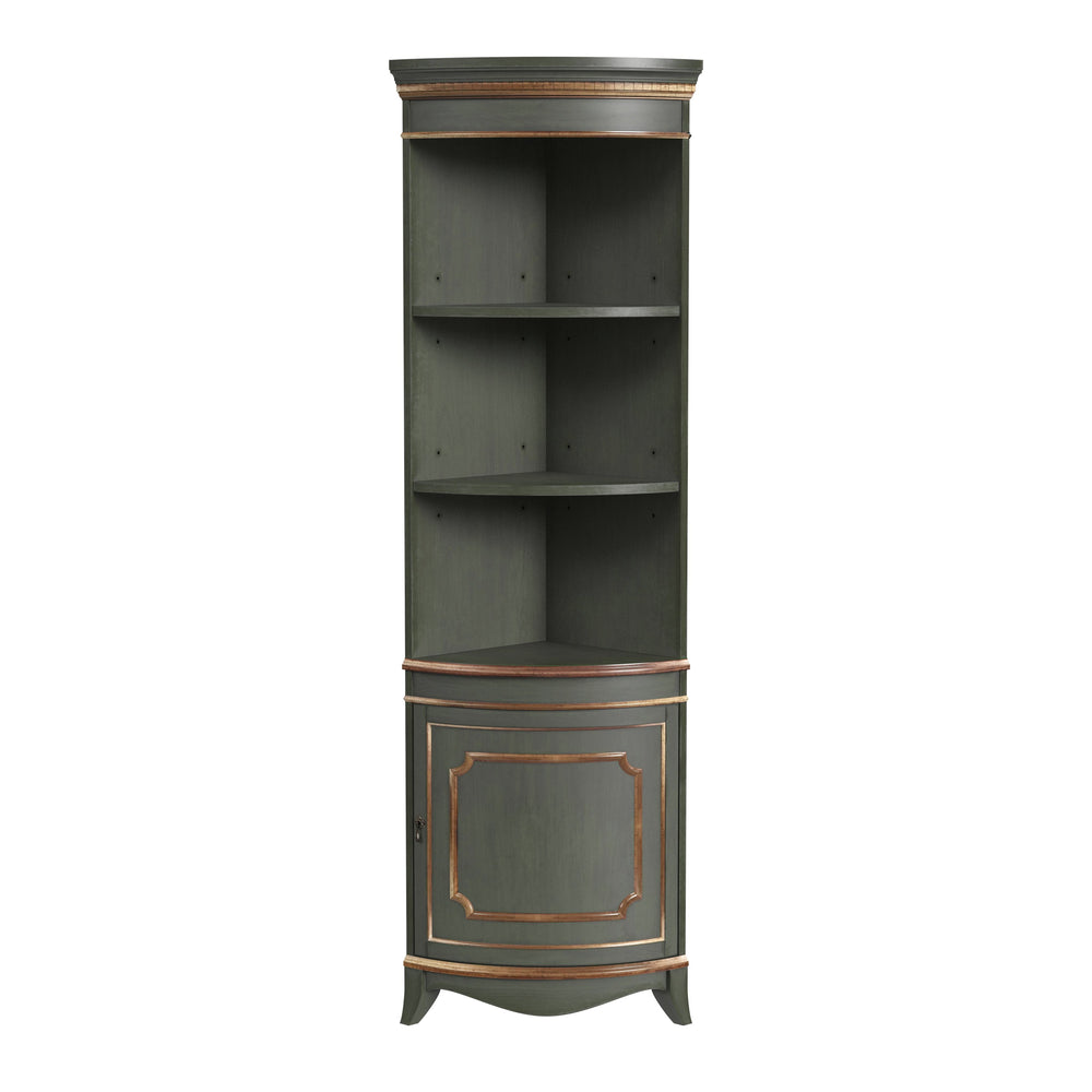 Butler Specialty Company Quarter Round Corner Cabinet With Vintage Charm And Elegant Storage Solutions Pastel Green Poplar Wood,Mdf,Cherry Veneer 3621482-butler