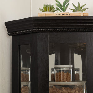 English Elm Lighted Corner Curio Cabinet - Elegant Display With Adjustable Shelves & Ambient Lighting - Black W1758P300129