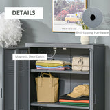 English Elm Homcom Industrial Steel Storage Cabinet Storage Organizer Gray