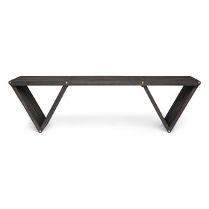 English Elm Metropol Solid Acacia Wood Outdoor Bench with Open Slat Seat and Geometric Base 63724.00DGRY