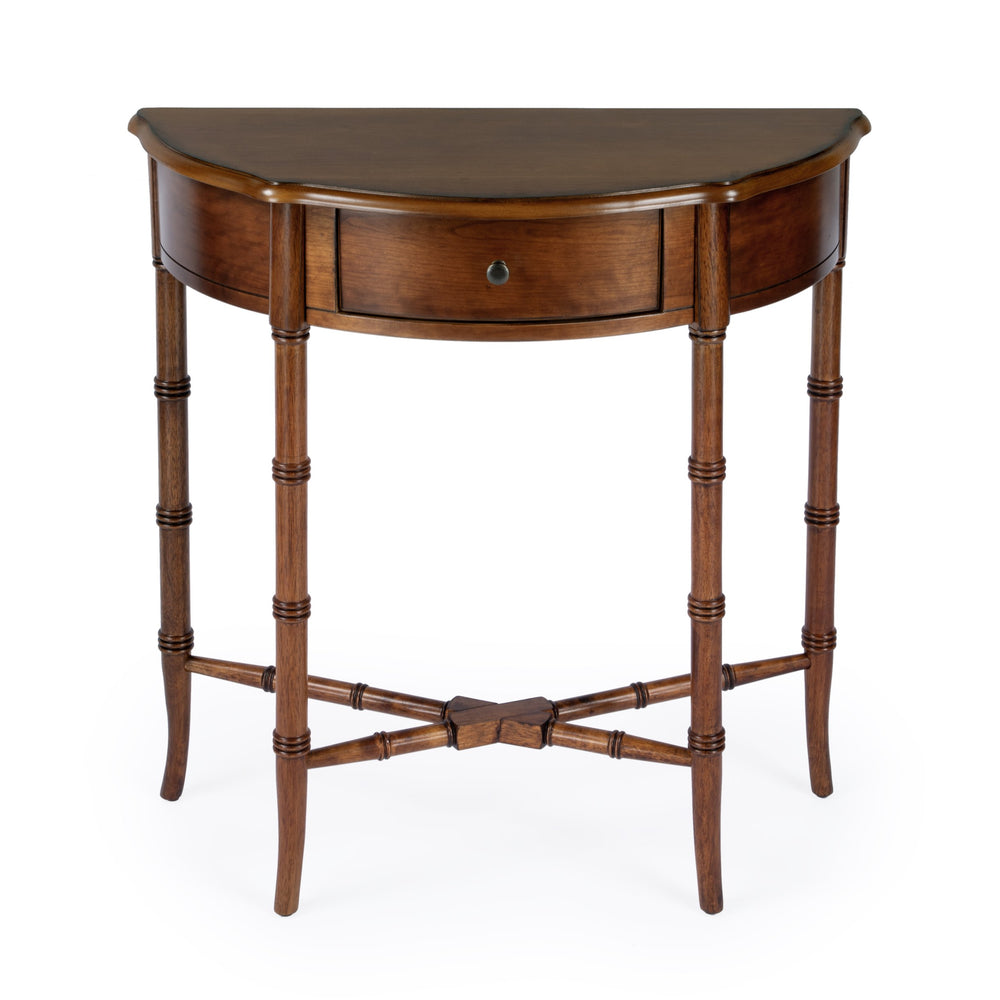 Butler Specialty Skilling Console Table With Demilune Shape And Tapered Legs - Timeless Elegance For Any Room Brown Rubberwood Solids,Mdf,Cherry Veneer 3623101-butler