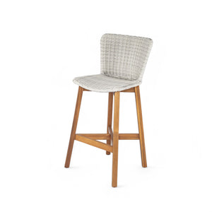 English Elm Christopher Knight Home® - Lymington Outdoor Bar Stool Set of 2 — Durable Acacia & Wicker Craft, Ergonomic 105° Backrest Comfort LIGHT GREY,Teak N775P278094G