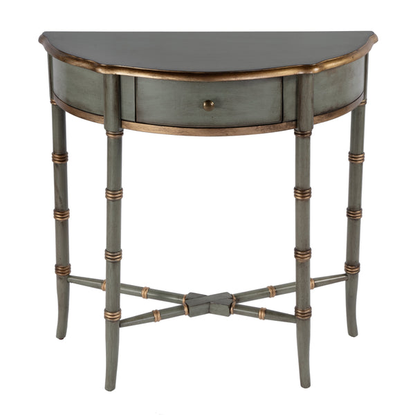 Butler Specialty Skilling Console Table With Demilune Shape And Tapered Legs - Timeless Elegance For Any Room Pastel Green Rubberwood,Mdf,Cherry Veneer 3623482-butler