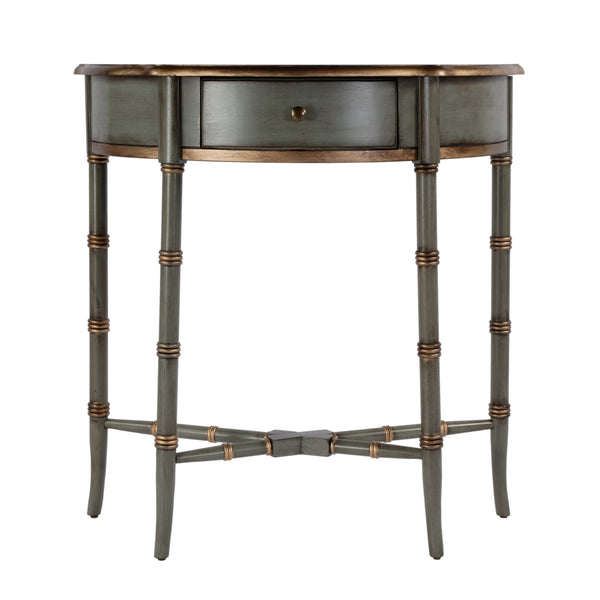 Butler Specialty Skilling Console Table With Demilune Shape And Tapered Legs - Timeless Elegance For Any Room Pastel Green Rubberwood,Mdf,Cherry Veneer 3623482-butler