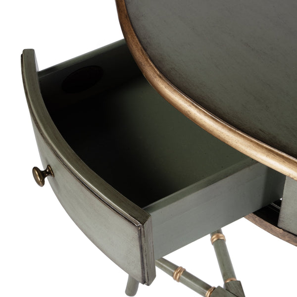 Butler Specialty Skilling Console Table With Demilune Shape And Tapered Legs - Timeless Elegance For Any Room Pastel Green Rubberwood,Mdf,Cherry Veneer 3623482-butler