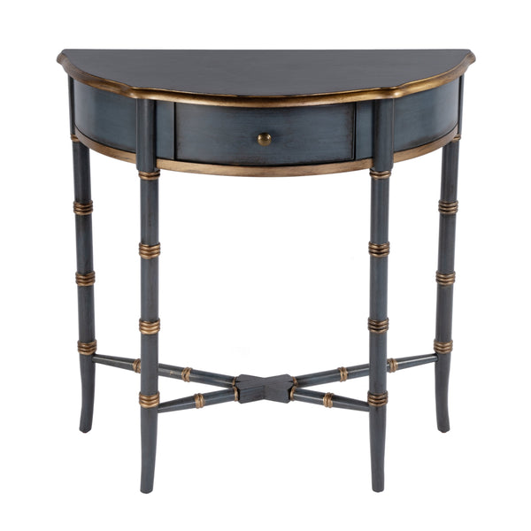 Butler Specialty Skilling Console Table With Demilune Shape And Tapered Legs - Timeless Elegance For Any Room Pastel Blue Rubberwood,Mdf,Cherry Veneer 3623483-butler