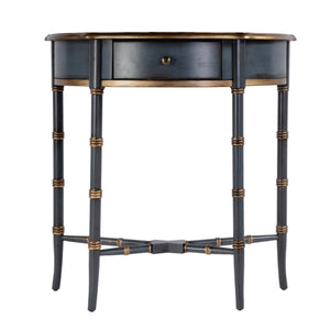 Butler Specialty Skilling Console Table With Demilune Shape And Tapered Legs - Timeless Elegance For Any Room Pastel Blue Rubberwood,Mdf,Cherry Veneer 3623483-butler