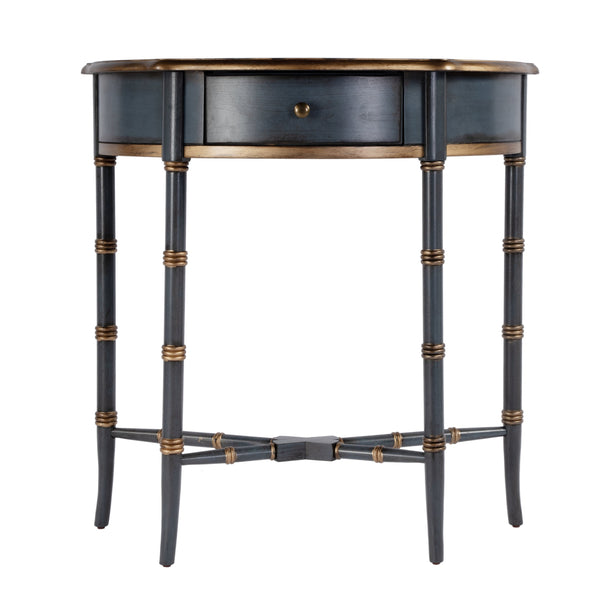 Butler Specialty Skilling Console Table With Demilune Shape And Tapered Legs - Timeless Elegance For Any Room Pastel Blue Rubberwood,Mdf,Cherry Veneer 3623483-butler