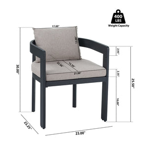 English Elm Christopher Knight Home® - Elko Aluminum Dining Chairs Set of 2 — Dark Gray Rust-Resistant Frames with Plush Beige Cushions N775P210128B