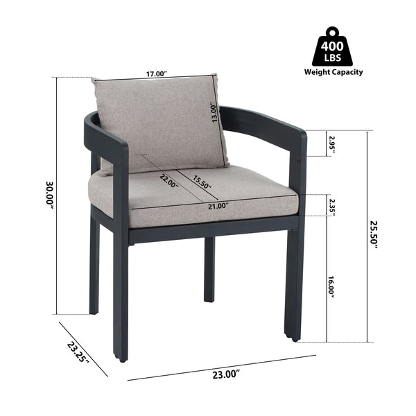 English Elm Christopher Knight Home® - Elko Aluminum Dining Chairs Set of 2 — Dark Gray Rust-Resistant Frames with Plush Beige Cushions N775P210128B