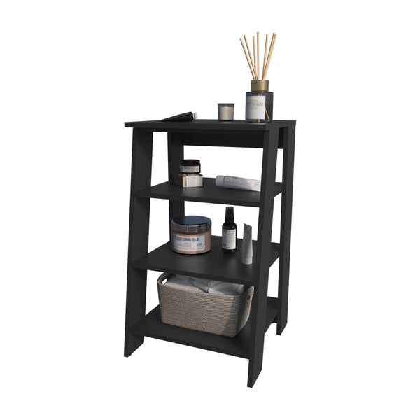 English Elm Bathbi 30" 4-Tier Ladder Shelf Organizer for Bathroom and Living Room - Sleek Minimalist Vertical Storage Black 34.7 L x 18.6 W x 3.2 H B200P240251