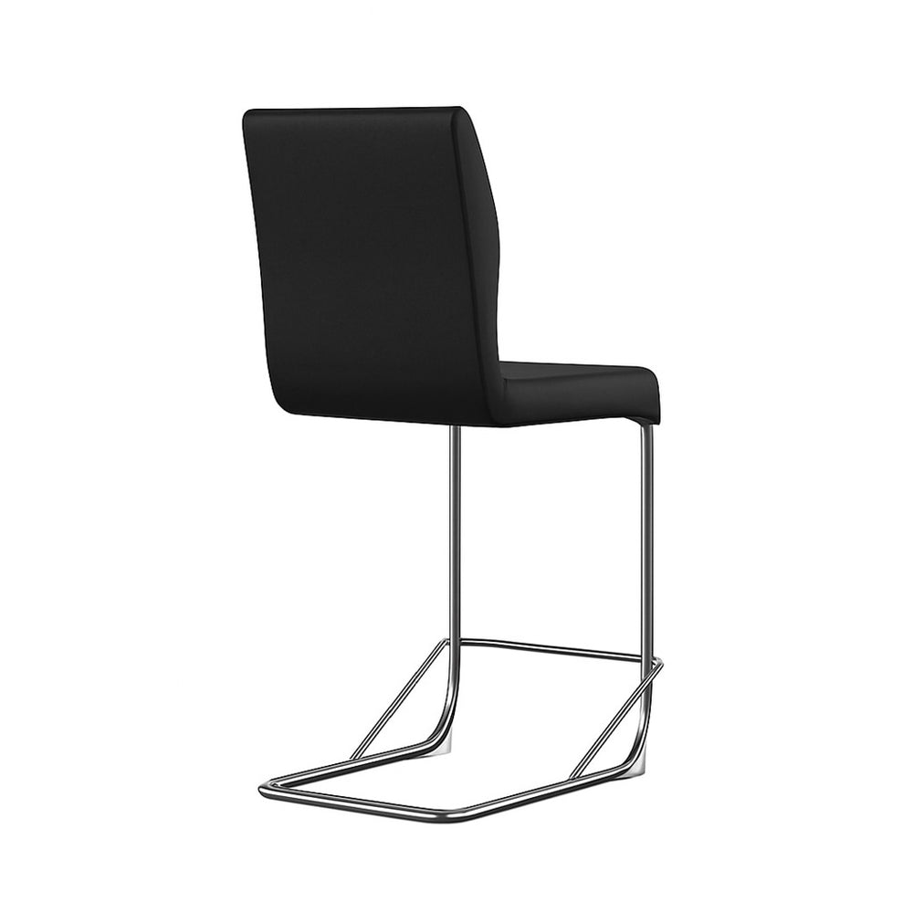 English Elm Set of 2 Padded Leatherette Dining Chairs Counter Height Black Upholstery Chrome Legs Modern Comfort B016P156820