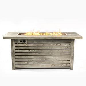 English Elm 54" 50000BTU Propane Fire Table - 54in Steel Patio Fire Pit Table with Wood Grain Finish, ETL Safe, Lid Included W853P166783