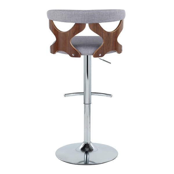 English Elm Contemporary Swivel Barstools with Cut-out Back Faux Leather Seat and Wood Accents Set Grey B202S00863