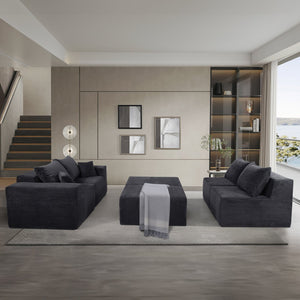English Elm 6-Piece Modular U-Shaped Sectional Sofa with Chaise Convertible Corduroy Comfort and Secure Base Black W3163S00040