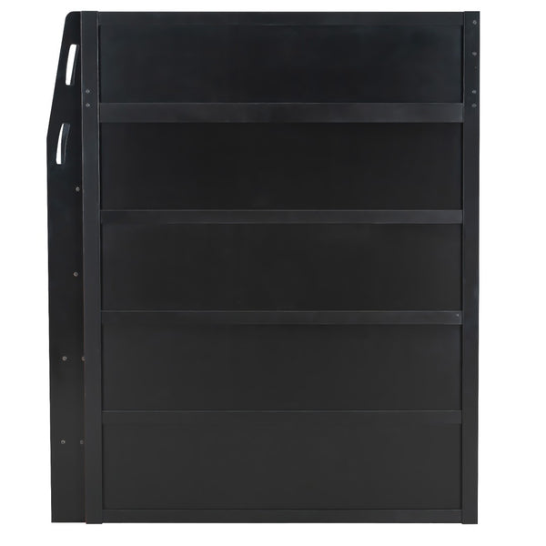 English Elm Full Size Loft Bed with Rgb Lighting Desk Open Wardrobe and Storage for Gaming Rooms Red LT000277AAR