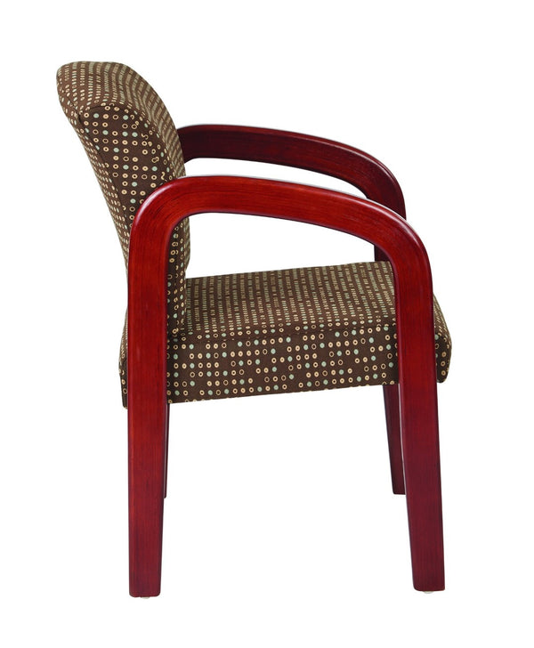 OSP Home Furnishings Cherry Finish Solid Wood Visitor Chair with Lumbar Support for Office or Reception Areas Cocoa WD387-K104