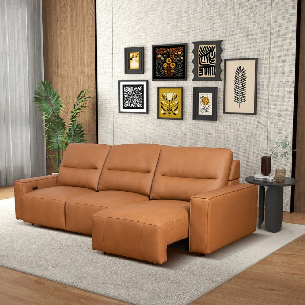 English Elm Grant Power Convertible Sofa Top Grain Leather Mid Century Queen Sleeper B183S00121