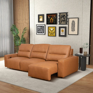 English Elm Grant Power Convertible Sofa Top Grain Leather Mid Century Queen Sleeper B183S00121