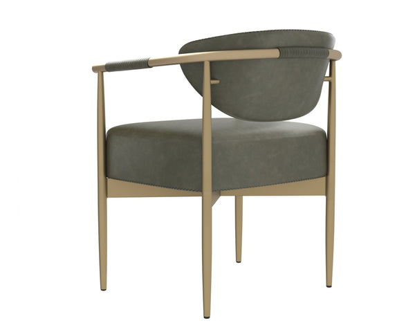 Sunpan HELOISE Dining Armchair - Luxurious Ivanhoe Pine Faux Leather with Gold Stainless Steel Frame 112660