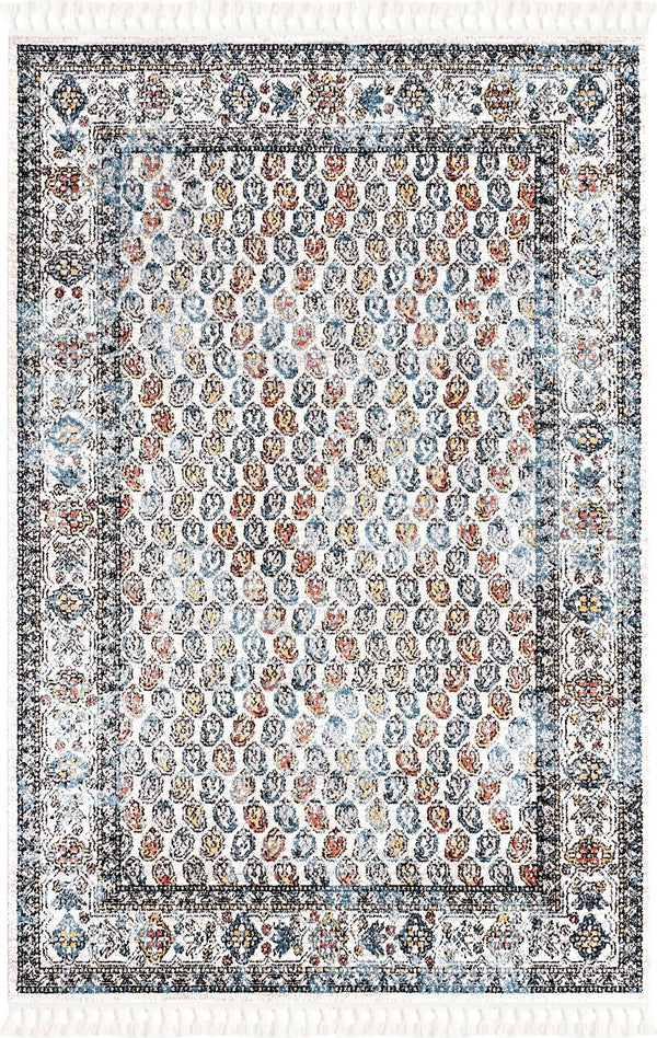 Unique Loom Aramis Solal Machine Made Tribal Rug Multi, Black/Brown/Light Blue/Olive/Rust Red 6' 1" x 9' 0"