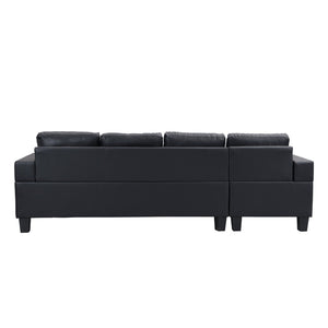 English Elm Sectional Faux Leather L Shape Sofa with Reversible Chaise and Cup Holder Modern W311S00062