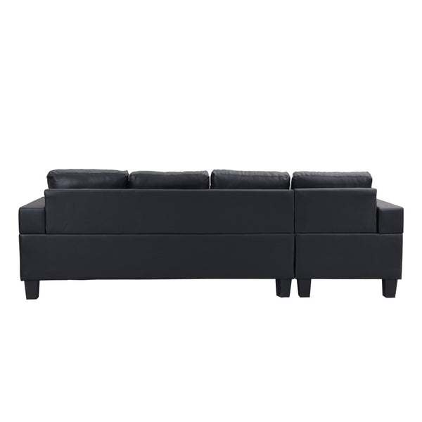 English Elm Sectional Faux Leather L Shape Sofa with Reversible Chaise and Cup Holder Modern W311S00062