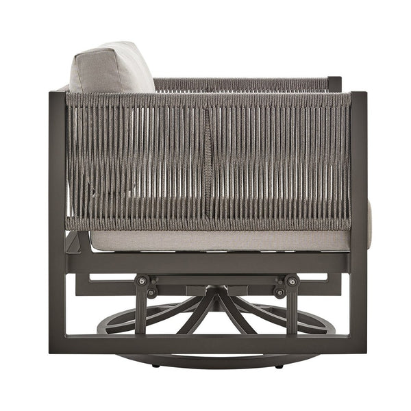 English Elm Mareike Outdoor Swivel Glider Chair Rust Proof Aluminum Frame Patio Lounge Seating Brown B2736P464907