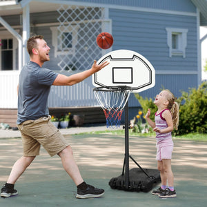 English Elm Aosom Poolside Adjustable Basketball System with Weighted Base and Weather Resistant Net W2225P249724