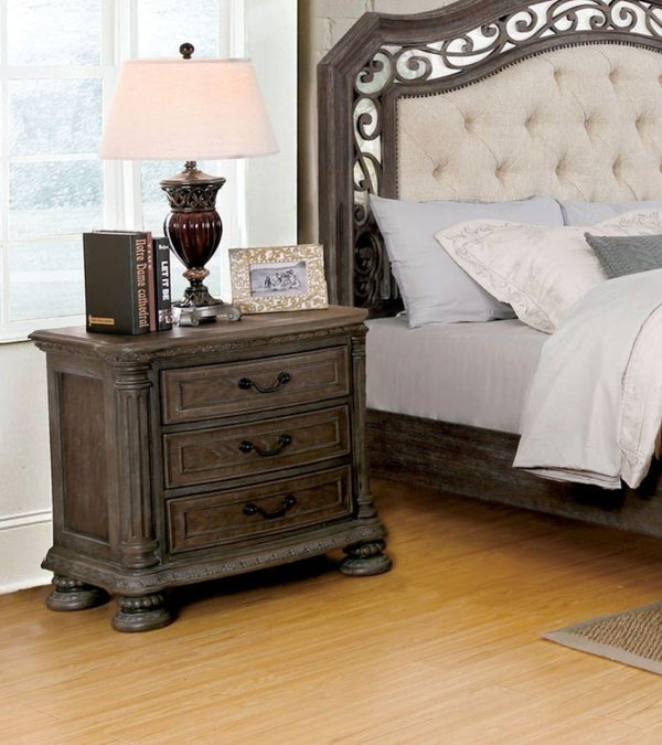 English Elm Traditional Bolingbrook 3-Drawer Nightstand with Framed Detail, Pine Veneer Finish, Knob Hardware Natural,Rustic 34 L x 22 W x 32 H B011P233657