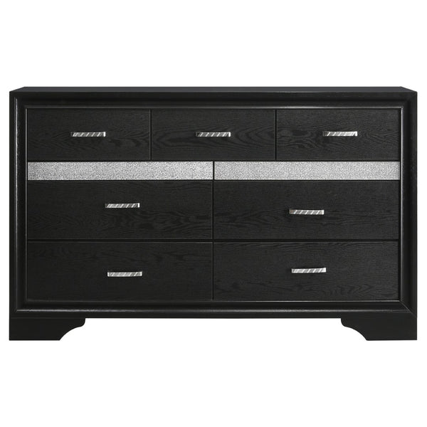 English Elm Annie Glam Black Lacquer Eastern King Bedroom Set with Crystal Pulls and Hidden Jewelry Storage B062S01611