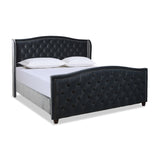 English Elm Marcella Upholstered Shelter Headboard Bed Set, King, Steel Gray Performance Velvet