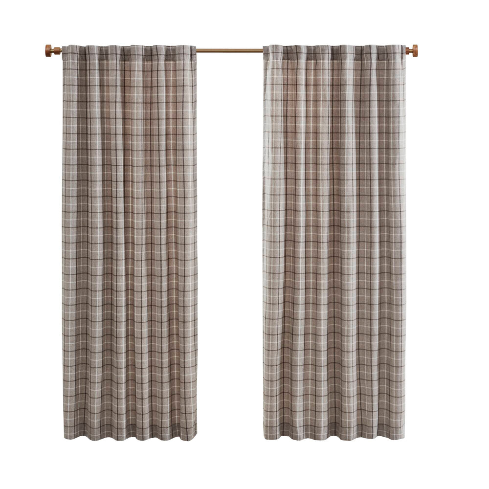 JLA Home Madison Park - Plaid Insulated Curtain Panel with Fleece Backing for Energy Savings, Light Filtering Privacy and Style Brown MP40-8679