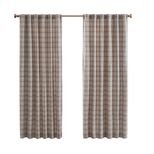 JLA Home Madison Park - Plaid Insulated Curtain Panel with Fleece Backing for Energy Savings, Light Filtering Privacy and Style Brown MP40-8679