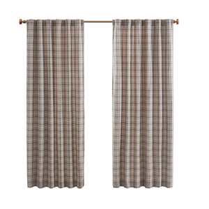 JLA Home Madison Park - Plaid Yarn-Dyed Grey Curtain Panel with Fleece Backing for Insulation, Privacy, Rustic Charm Brown MP40-6767