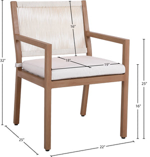 Maui Cream Water Resistant Fabric Outdoor Patio Dining Arm Chair 362Cream-AC Meridian Furniture