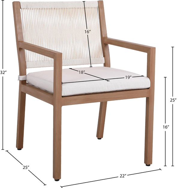 Maui Cream Water Resistant Fabric Outdoor Patio Dining Arm Chair 362Cream-AC Meridian Furniture