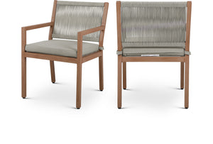 Maui Grey Water Resistant Fabric Outdoor Patio Dining Arm Chair 362Grey-AC Meridian Furniture
