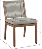 Maui Grey Water Resistant Fabric Outdoor Patio Dining Side Chair 362Grey-SC Meridian Furniture