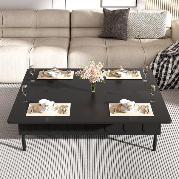 English Elm Vibe Haus Lift-Top Coffee Table: Multi-Functional Design With Hidden Storage & Drawers N724P292514B-GIGA
