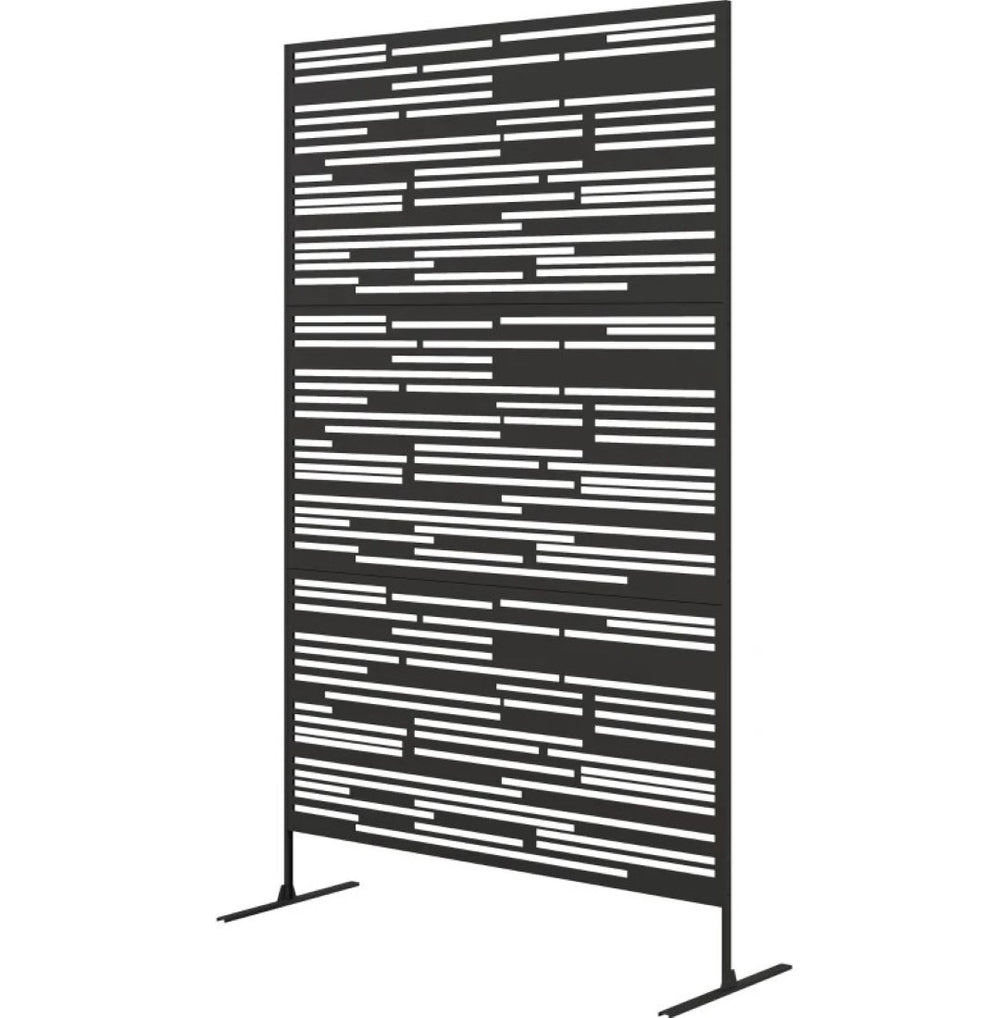 English Elm Metal Powder Coated Steel Trellis Screen Three Panel Rhombus Patio Garden Divider T3971P421213