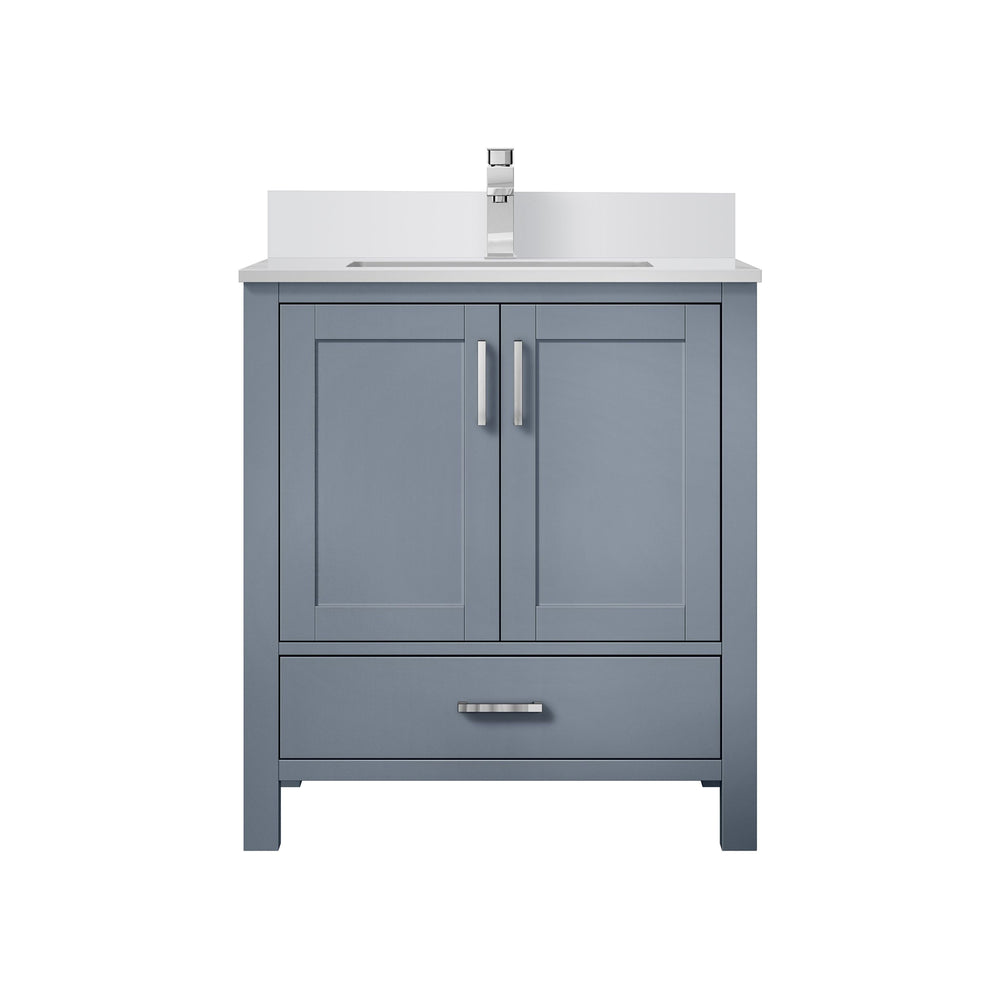 English Elm Dark Grey 30" Bath Vanity with White Quartz Top, Soft-Close Drawer, Chrome Faucet, Spacious Storage B2731P259000