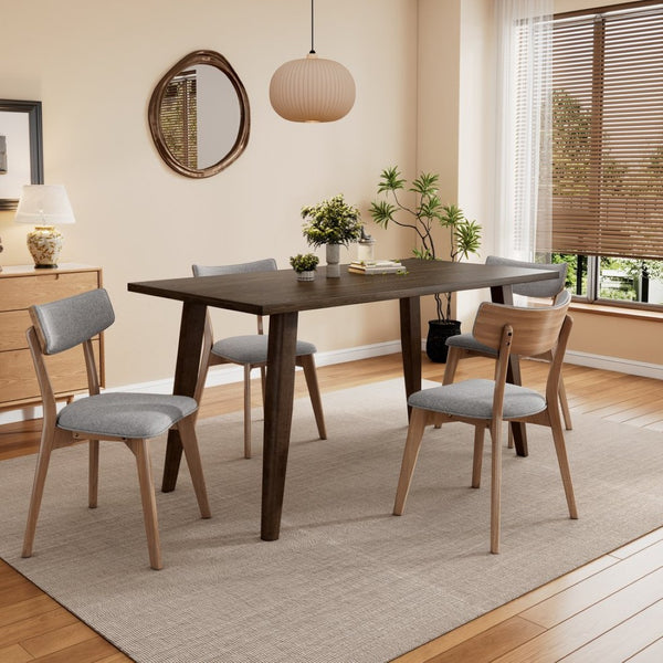 English Elm Caleb Mid-century Upholstered Dining Chair Set of Four with Tapered Oak Legs Dark Grey,Walnut N768P282333D