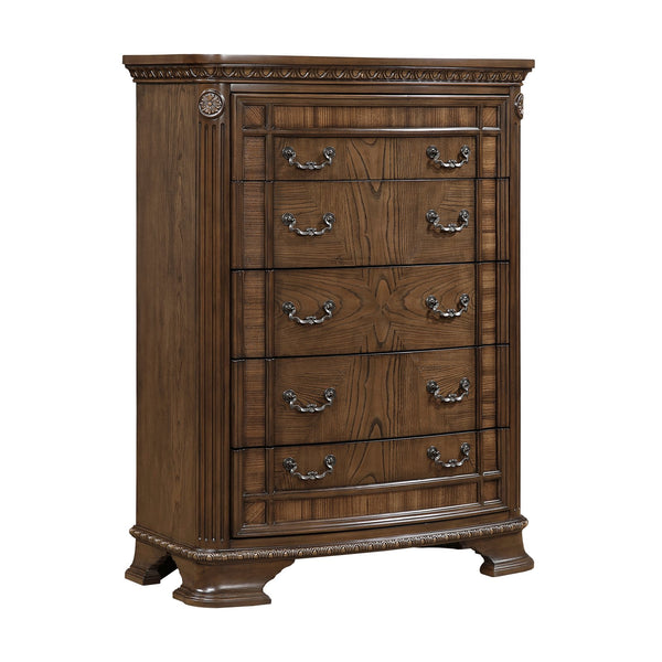 English Elm Elegant Traditional Dresser with 6 Cedar-Lined Drawers, Dovetail Construction, Carved Details & Antique Handles Dark Brown 43 L x 23 W x 58 H B011P410125