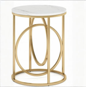 English Elm Wooden Round Side Table Compact Farmhouse End with Scratch Resistant Surface T3971P450036