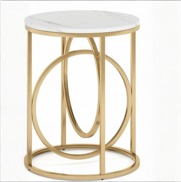 English Elm Wooden Round Side Table Compact Farmhouse End with Scratch Resistant Surface T3971P450036