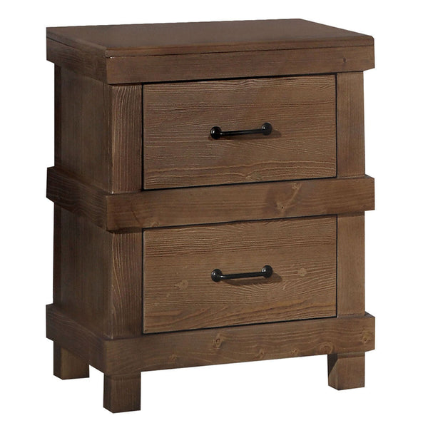 English Elm Antique Rustic Oak Nightstand with Felt-Lined Top Drawer, 2 Spacious Drawers, Farmhouse Charm Storage B062P186506